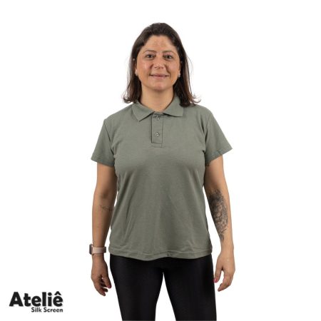 Camisa Polo Baby Look Malha Piquet - Ateliê Silk
